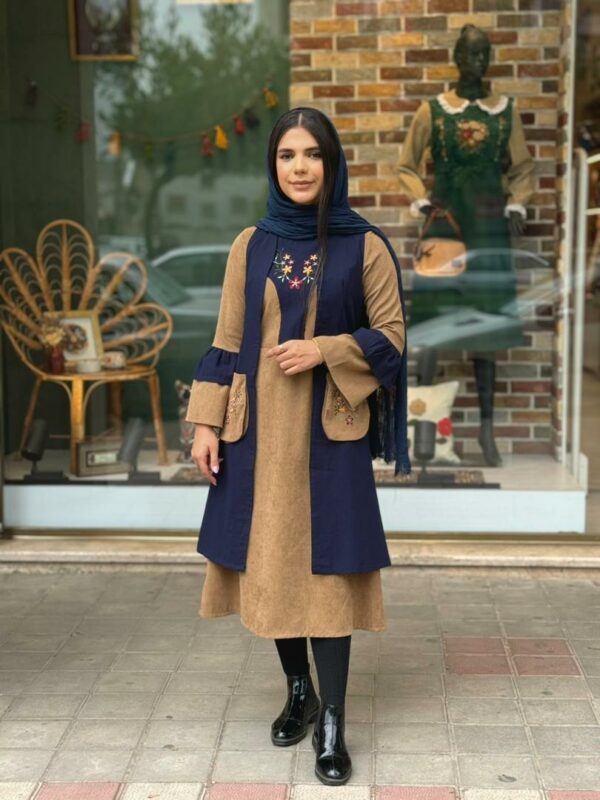 ست سروا پاییزه سورمه ای نسکافه ای