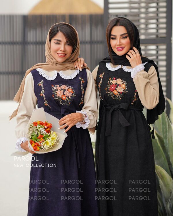 شومیز و سارافون آگرین کرم روشن سورمه ای