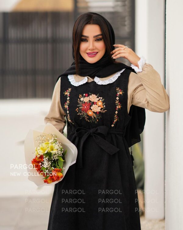 شومیز و سارافون آگرین کرم تیره مشکی