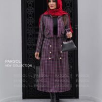 ست کت و دامن ماکیا سرخابی مشکی