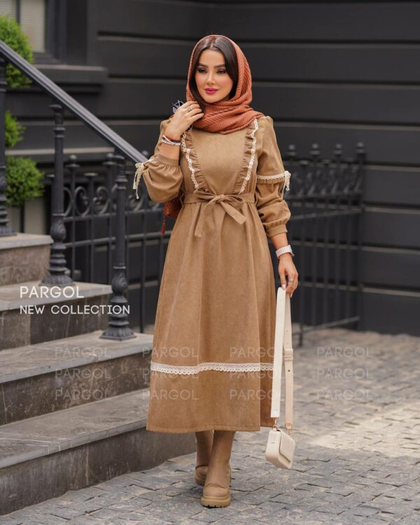 پیراهن نگین نسکافه ای