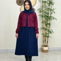 ست دو تیکه گندم سورمه ای کت زرشکی