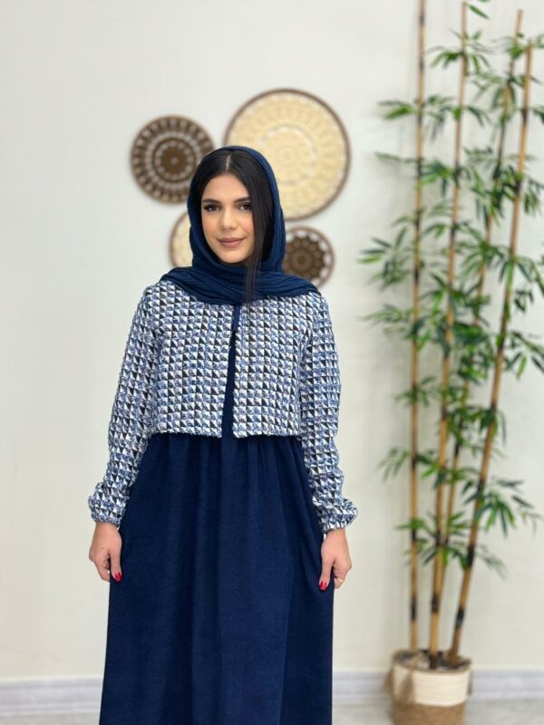 ست دو تیکه گندم سورمه ای سفید