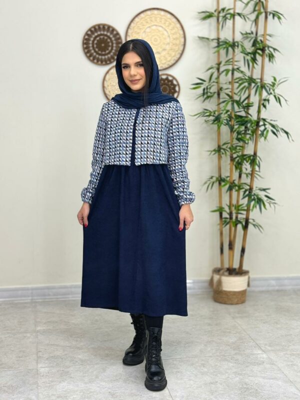 ست دو تیکه گندم سورمه ای سفید