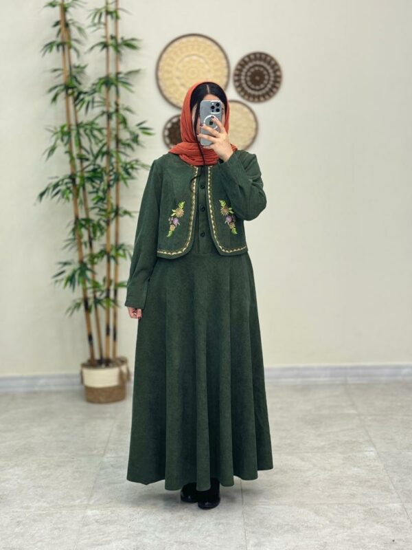 ست دو تیکه پیچک زیتونی