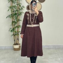 پیراهن پاییزی پرواز قهوه ای کرم