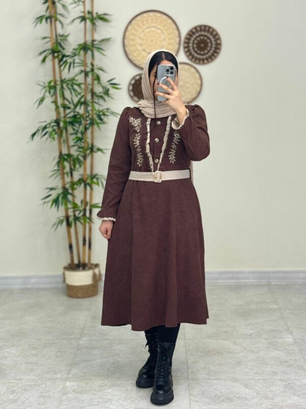 پیراهن پاییزی پرواز قهوه ای کرم