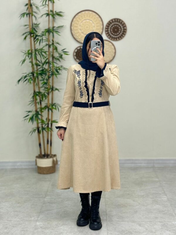 پیراهن پاییزی پرواز کرم سورمه ای