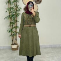 پیراهن پاییزی پرواز زیتونی نسکافه ای