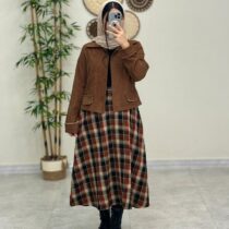 کت و دامن ماریا قهوه ای