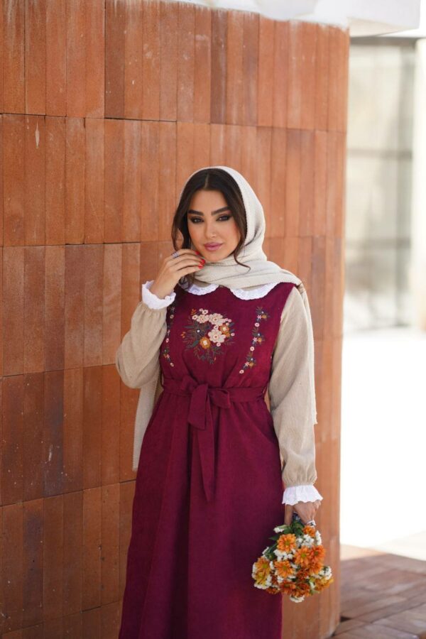 شومیز و سارافون آگرین کرم زرشکی