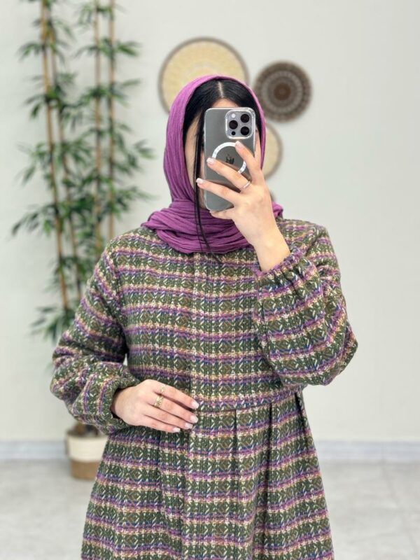 پالتو زمستانی طرحدار سبز بنفش