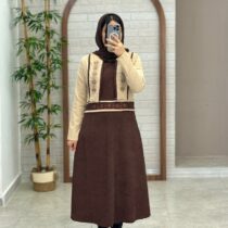 ست دو تیکه آتریسا کرم قهوه ای