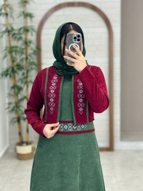 ست دو تیکه آتریسا قرمز(دونه اناری) سبز