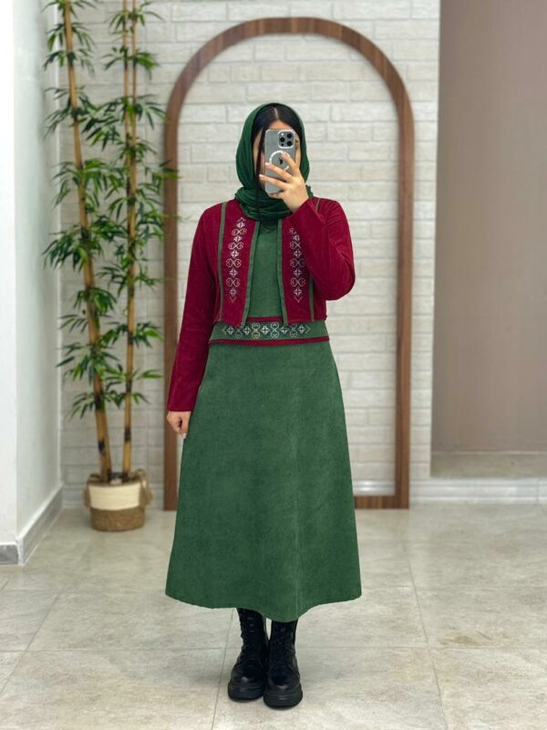 ست دو تیکه آتریسا قرمز(دونه اناری) سبز