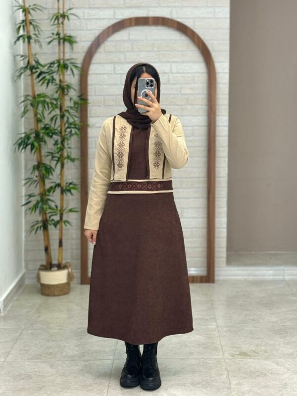 ست دو تیکه آتریسا کرم قهوه ای