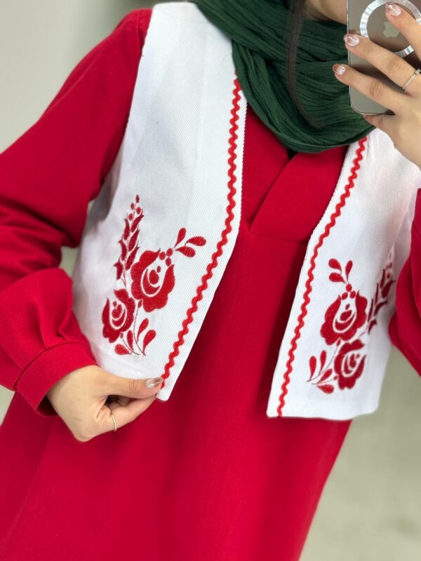 شومیز وست نارین قرمز سفید