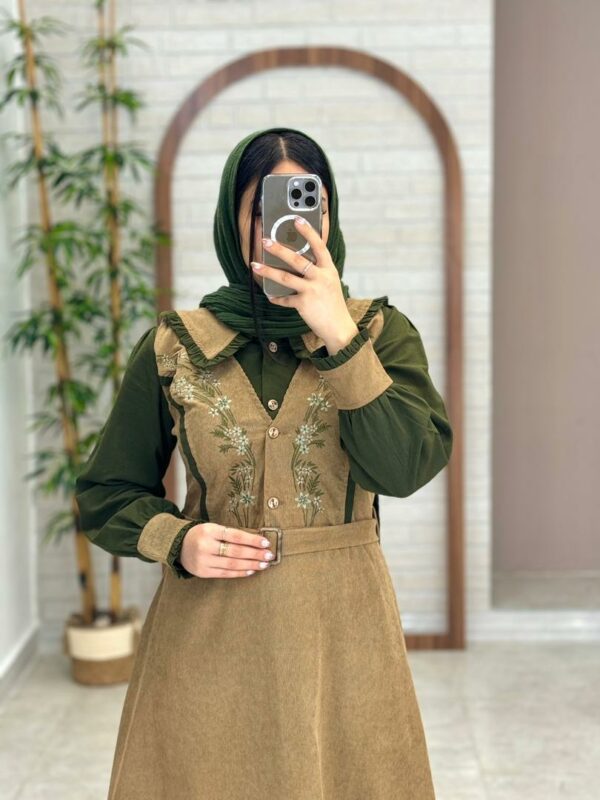 شومیز سارافون آرنیا یشمی نسکافه ای