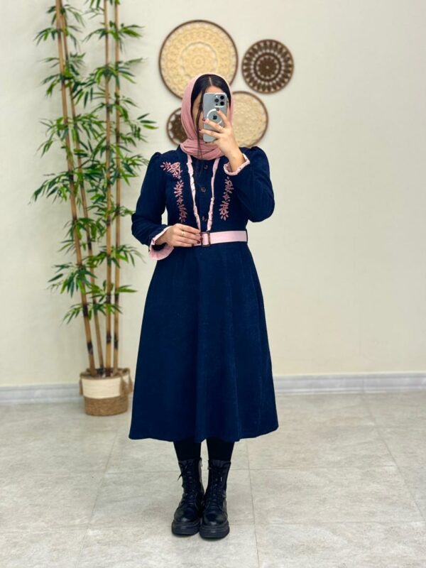 پیراهن پاییزی پرواز سورمه ای صورتی