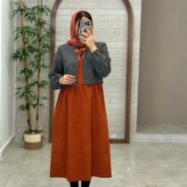 ست دو تیکه گندم آجری طوسی