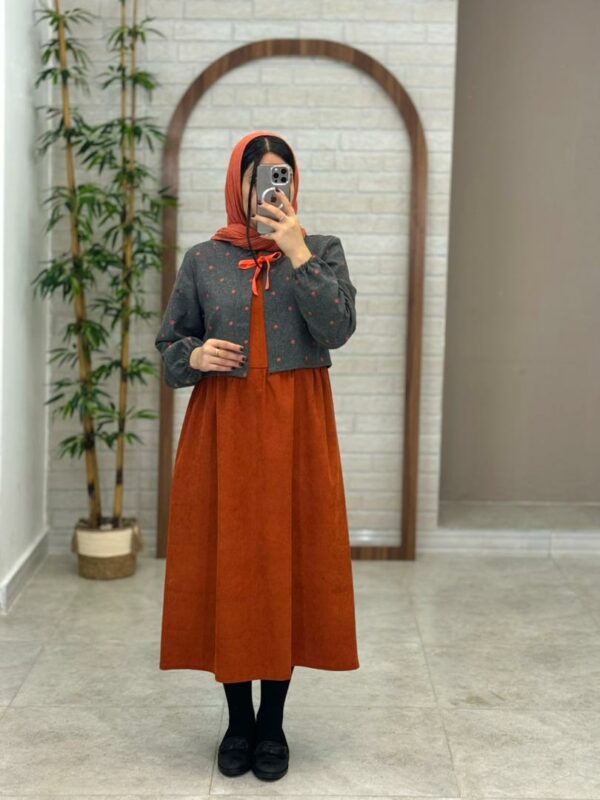 ست دو تیکه گندم آجری طوسی
