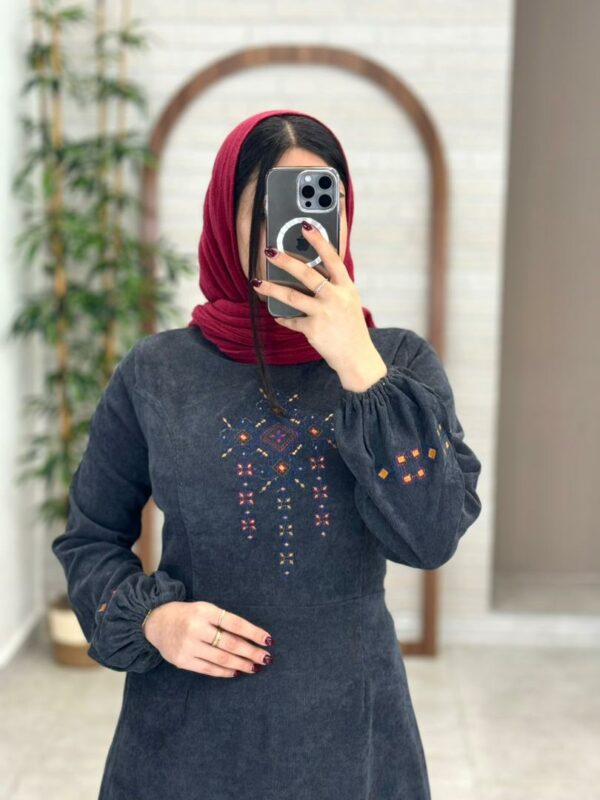 پیراهن جانا کبریتی طوسی تیره