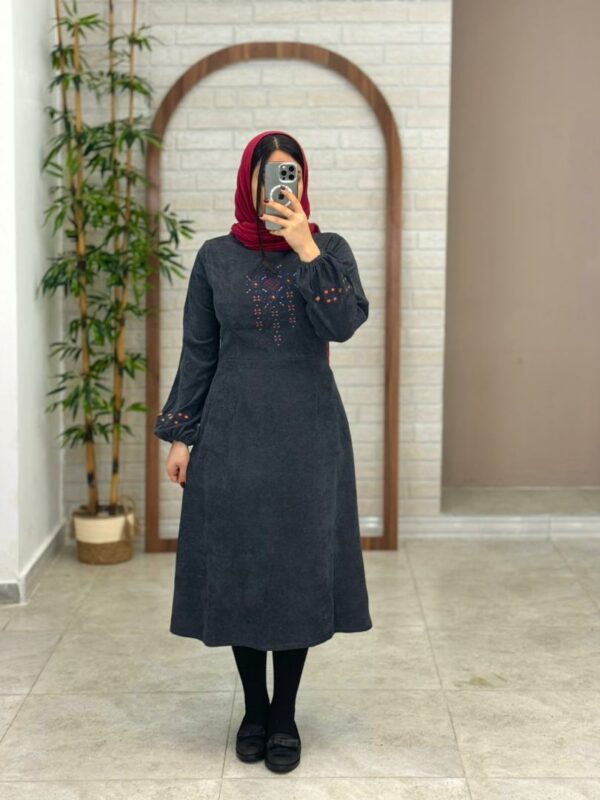 پیراهن جانا کبریتی طوسی تیره