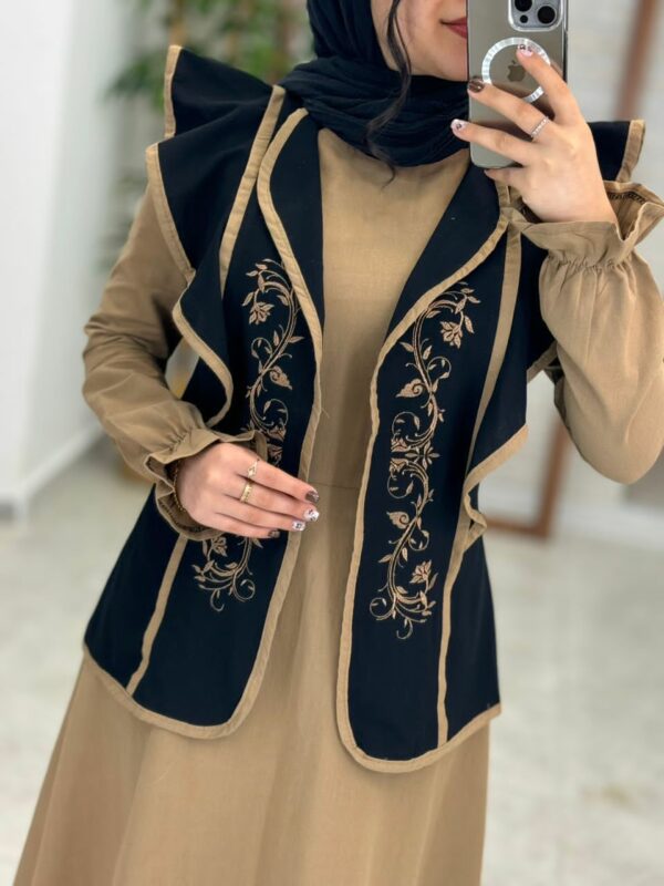 پیراهن جلیقه ابرا مشکی نسکافه ای