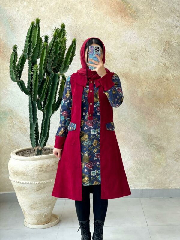 دوتکه دلبر قرمز سورمه ای
