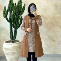دوتکه دلبر قهوه ای کرم