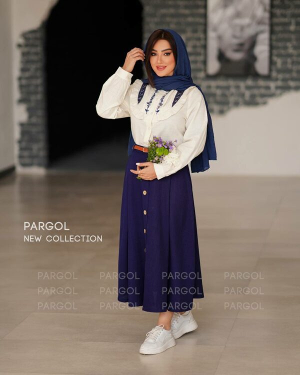 ست شومیز دامن سالیا سورمه ای