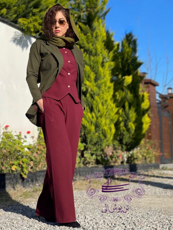 ست سه تیکه لونا یشمی زرشکی