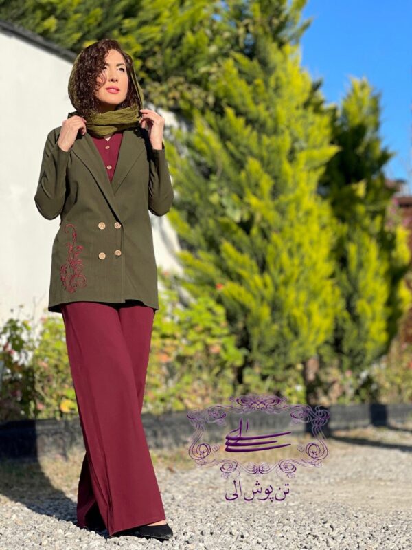 ست سه تیکه لونا یشمی زرشکی