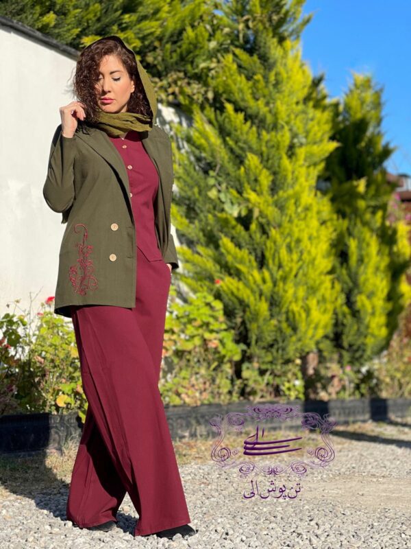 ست سه تیکه لونا یشمی زرشکی