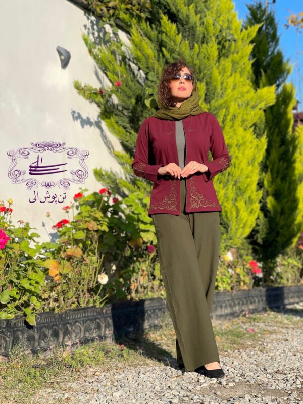 کت و شلوار آرشیدا زرشکی یشمی