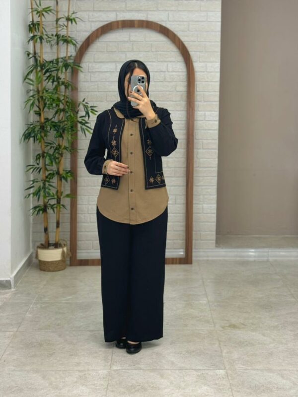 ست سه تیکه دل آوا بهاره مشکی نسکافه ای