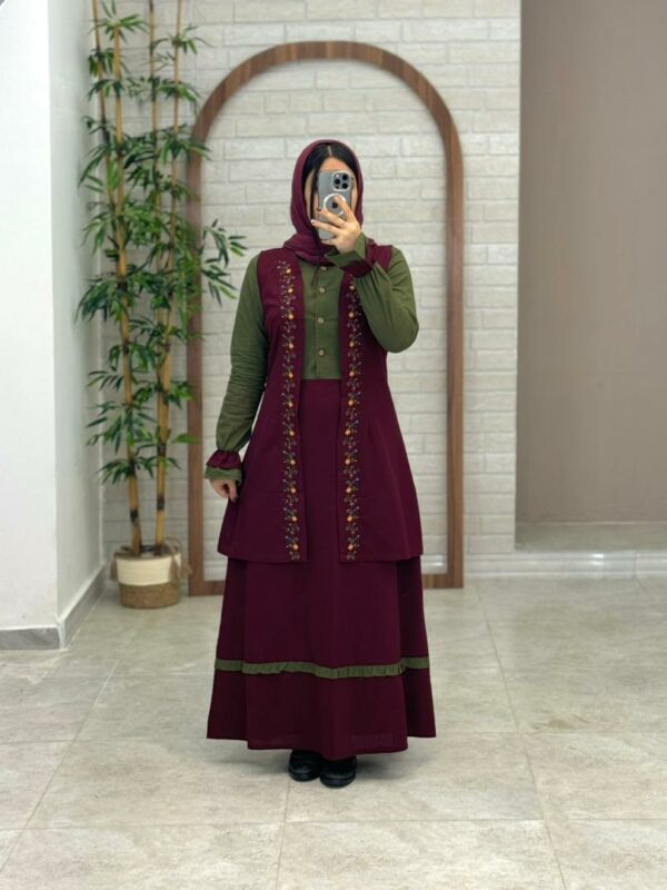 ست گلشید بهاری زرشکی یشمی