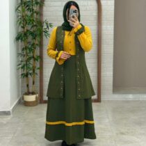 ست گلشید بهاری یشمی خردلی