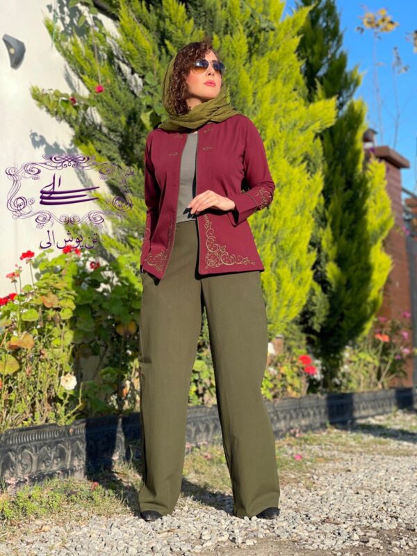 کت و شلوار آرشیدا زرشکی یشمی