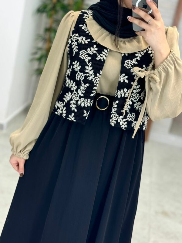 ست سه تیکه نیلوفر نسکافه ای مشکی