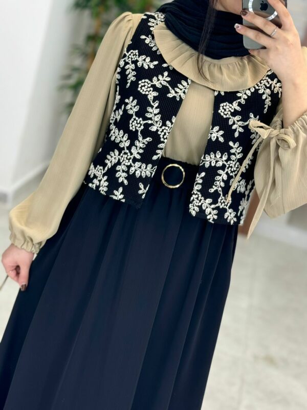 ست سه تیکه نیلوفر نسکافه ای مشکی