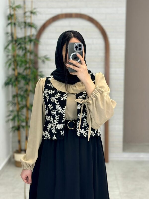 ست سه تیکه نیلوفر نسکافه ای مشکی