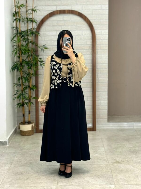 ست سه تیکه نیلوفر نسکافه ای مشکی