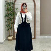 ست جلیقه دامن رونیا مشکی