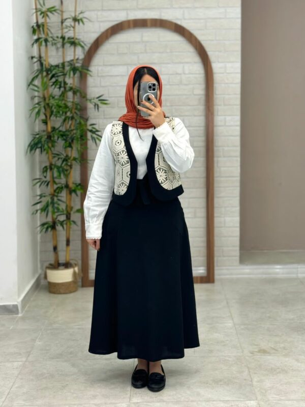 ست جلیقه دامن رونیا مشکی
