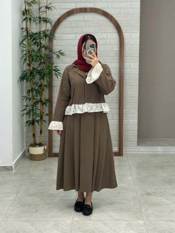 کت دامن گیپور قهوه ای شکلاتی