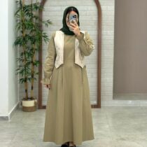 پیراهن جلیقه بته جقه نسکافه ای