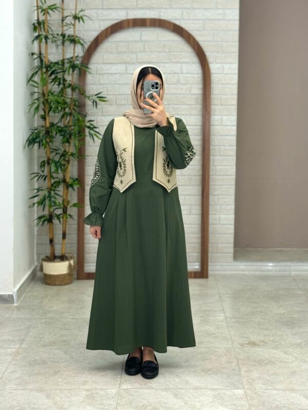 پیراهن جلیقه بته جقه یشمی