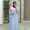 پیراهن جلیقه بته جقه آبی روشن صورتی