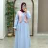 پیراهن جلیقه بته جقه آبی روشن صورتی